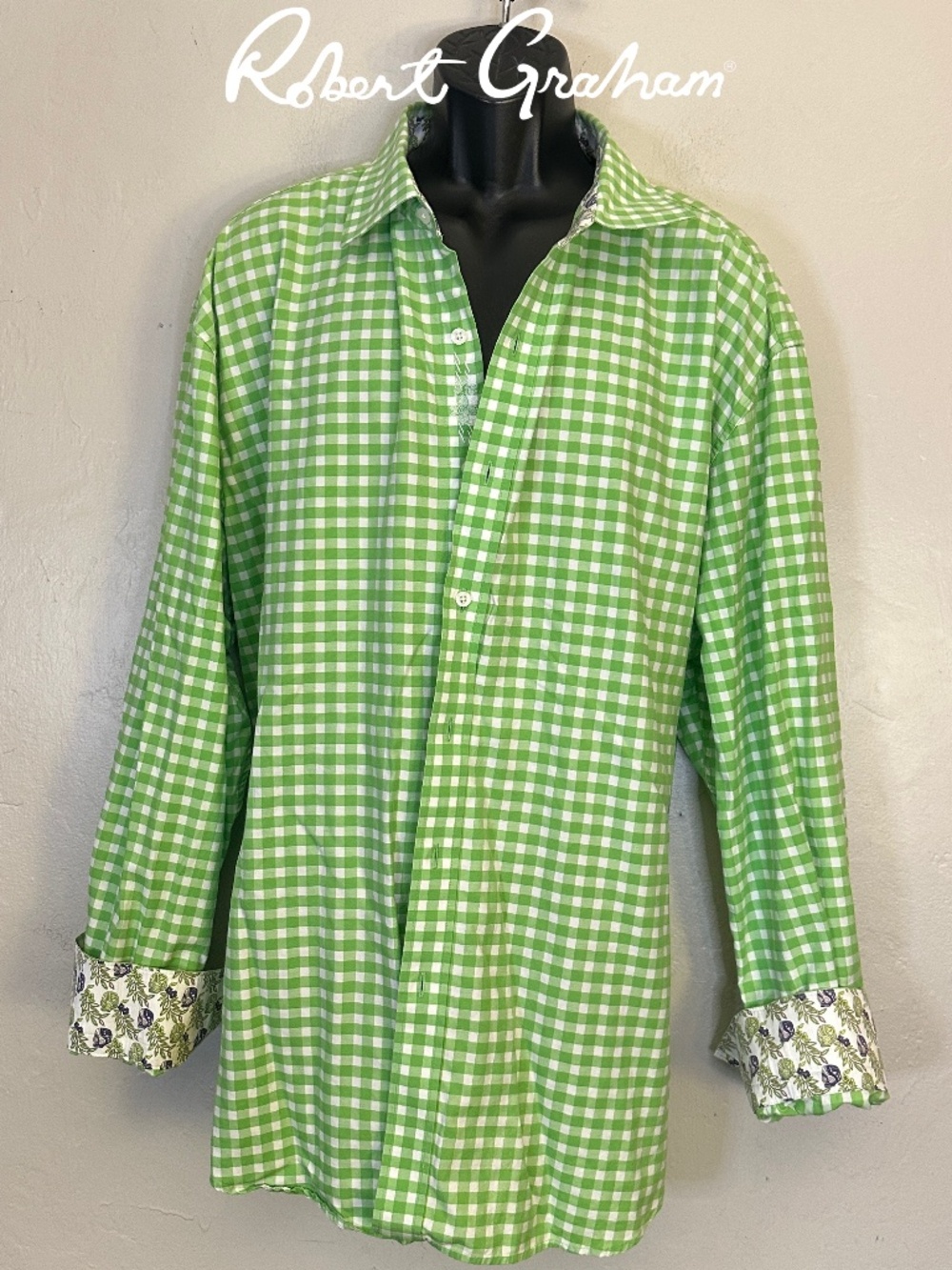 Robert Graham Contrast Long Sleeve Shirt 3XL Gently worn Cotton blend no fabric